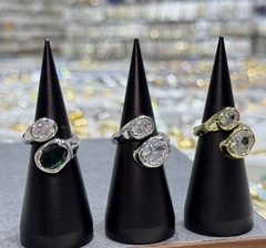 84542 - Кольцо разъемное с камнями в стилистике POISON DROP лимонная позолота/серебро