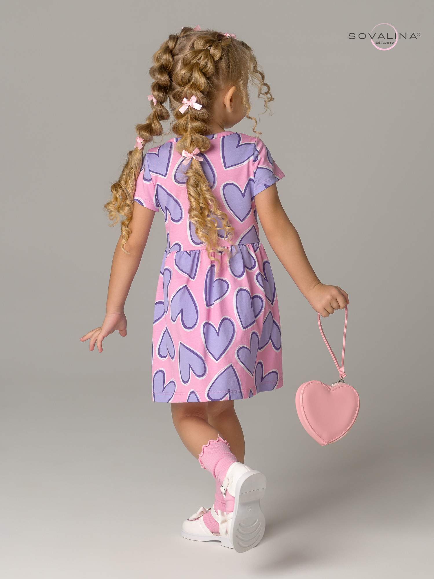 Платье Лето сиреневые сердца
