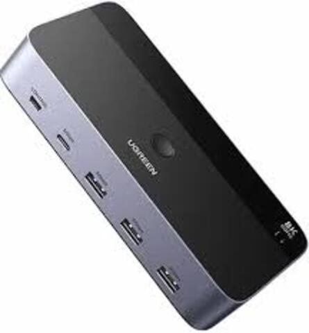 Переключатель UGREEN AK700 (55851) 8K@60Hz DisplayPort Dual Monitor KVM Switch 2 In 2 Out. Цвет: серый космос