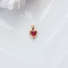Подвеска Сердце с красным фианитом, 12*8 мм, позолота, П303