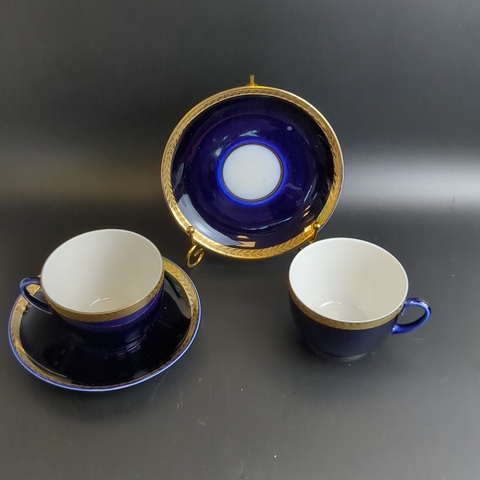 Набор из 2х чайных пар ,фарфор ЛФЗ, кобальт с позолотой, винтаж СССР 1970-1990 гг