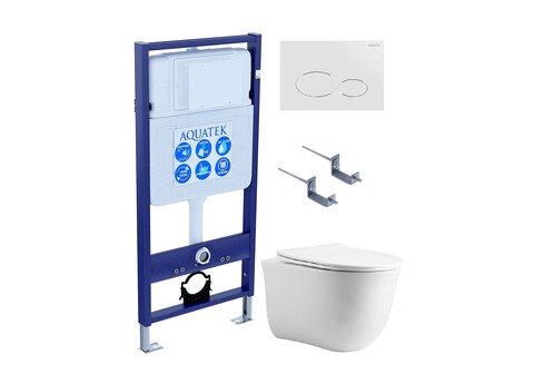 Aquatek SET Aquatek КЛАССИК-071 4в1 SET Aquatek КЛАССИК-071 4в1 (рама Aquatek Standard INS-0000012 +крепеж KKI-0000002+кнопкаKDI-0000071+унитаз КЛАССИК AQ1111-00 с крышкой)