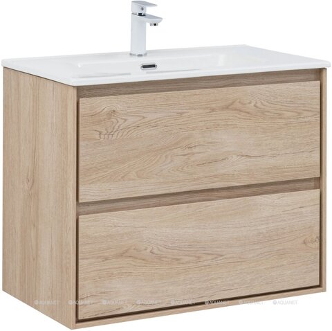 Aquanet 340338 Тумба с раковиной Милан (Flash) 80 цв. дуб светлый (340338)