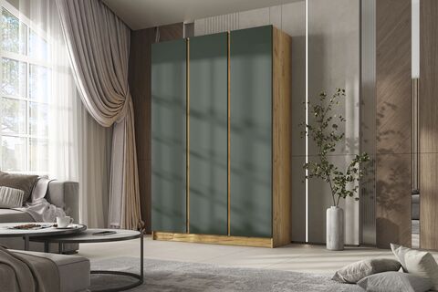 Келвин Шкаф 3-х ств. (1500) (Изумрудный, Дуб Крафт)