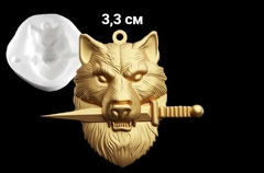 Силиконовый молд Амулет Волк с кинжалом малый