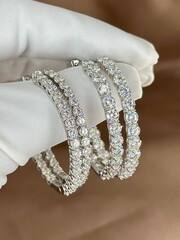Серьги-конго Tiffany из серебра с муассанитами 3мм d30/40/50mm