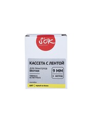 Кассета с лентой S'OK by Sakura Printing TZEFX621 для Brother P-Touch, черный на желтом, 9мм, 8м, наклейка