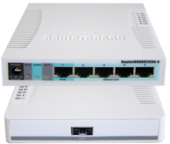Коммутатор MikroTik RB260GS 5x Gigabit Ethernet Smart Switch, SFP cage, plastic case, SwOS