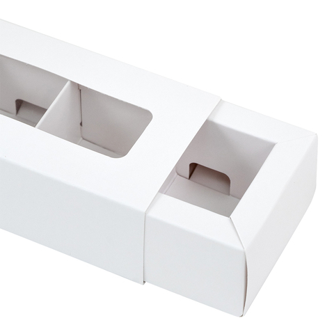Коробка для 5 конфет с окном 21*5*3 см, Белая