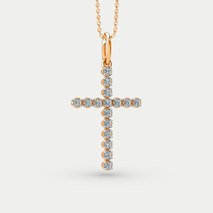 Крест из розового золота 585 пробы с фианитами (арт. 01-418435)