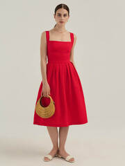 Сарафан DIANA из 100% льна красного цвета