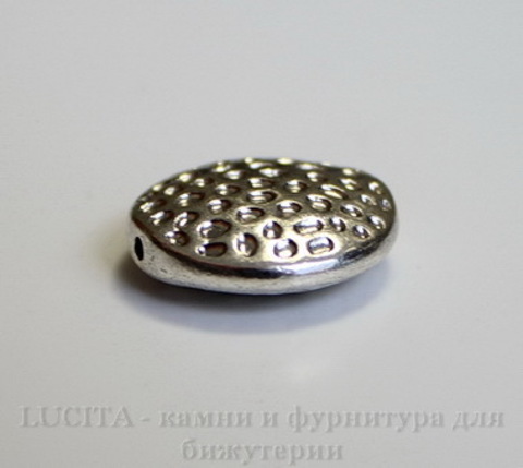 Бусина металлическая круглая плоская 17х6 мм (цвет - античное серебро) ()