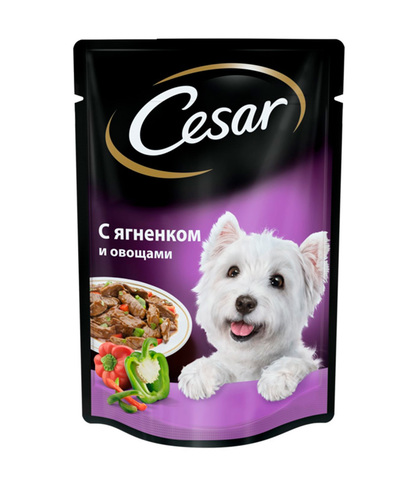 Cesar пауч для взрослых собак всех пород с ягненком и овощами 100 г