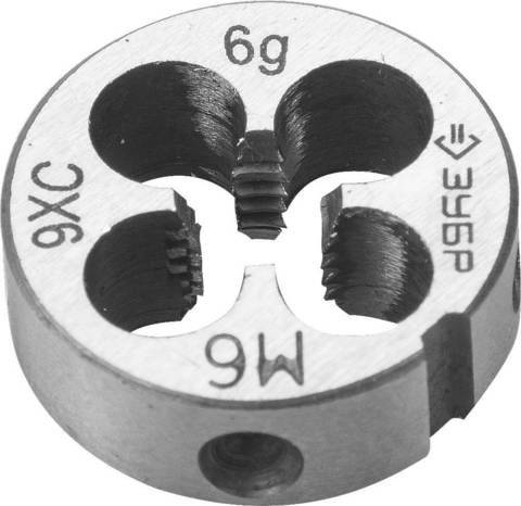 ЗУБР М6x1.0мм, сталь 9ХС, Плашка круглая ручная (4-28022-06-1.0)
