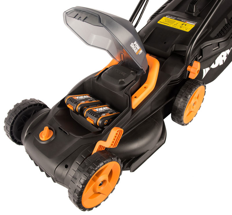 Газонокосилка аккумуляторная WORX WG779E, 40В, 34 см, 2*2,5 Ач, двойное ЗУ 2x1A