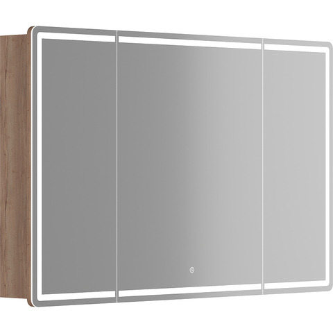 Sancos MI120EG Зеркальный шкаф для ванной комнаты Mirror 1190x150х740 мм, с LED подсветкой, корпус выполнен из лдсп цвет дуб галифакс натуральный, диммируемое сенсорное управление подсветкой