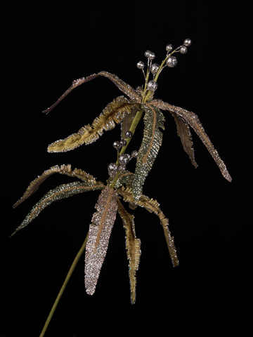 Веточка с цветами папортника 20х64см ChristmasDeLuxe зеленая