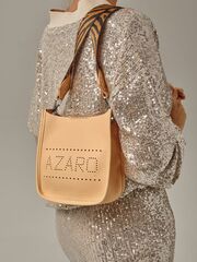 Сумка кожаная на плечо персиковая