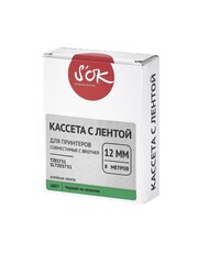 Кассета с лентой S'OK by Sakura Printing TZES731 для Brother,  черный на зеленом, 12мм, 8м , наклейка