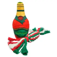 Mr.Kranch для собак Праздничный с пищалкой и хлопковым канатом, бутылка 15х4 см и жгут 22х4 см