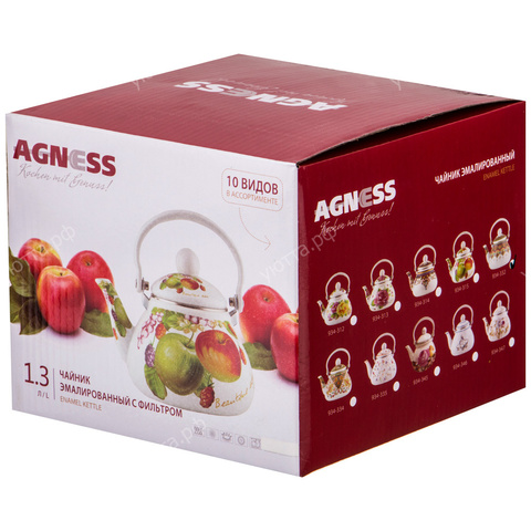 Чайник  Agness эмалированный с фильтром 1,3 л