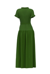 ❀ Гала. Платье миди из зелёного льна PL-4211105-02