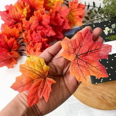 Листья клёна искусственные, осенние, красно-желтые, двойные, 20 веточек (40 листочков).