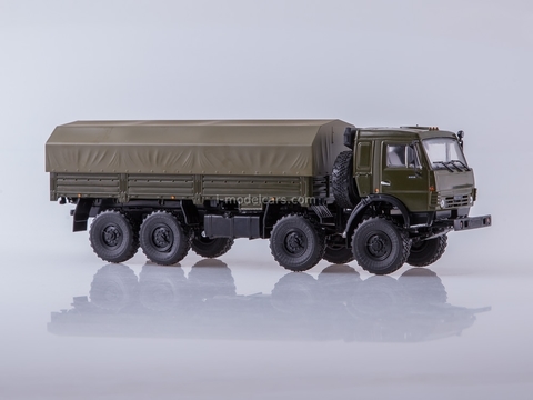 KAMAZ-6350 Mustang 8x8 flatbed truck khaki 1:43 PAO KAMAZ