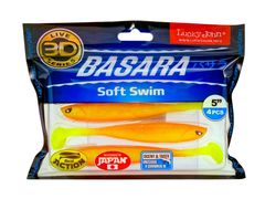 Виброхвост LUCKY JOHN Basara Soft Swim 3D, 5.0in (127 мм), цвет PG03, 4 шт.