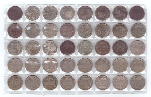 Набор 15 копеек (40 монет):1931,32,33,35,36,38,39,41,50,52,53,54,55,56,57г. (Есть повторы). G-VG