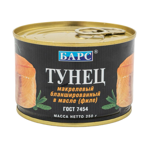 Тунец бланшированный в масле 250гр БАРС