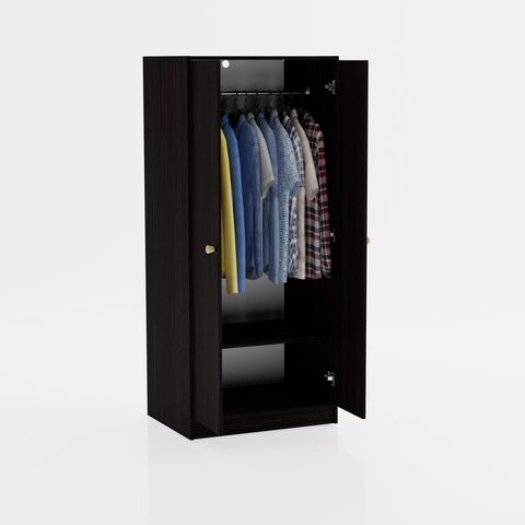 Dipriz Шкаф для одежды 2 двери Марм, 74х55х170 см, со штангой и полкой, ЛДСП черная сосна