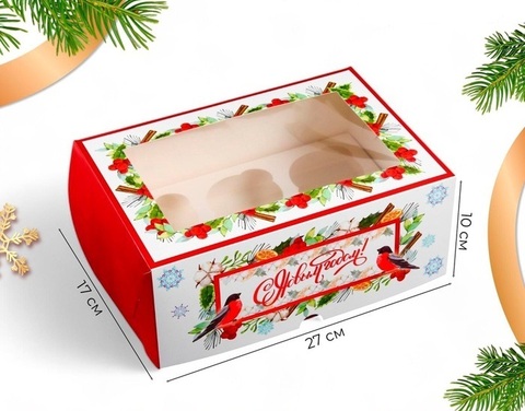 Коробка для 6 капкейков с окном «Верь в чудеса», 25×17×10 см