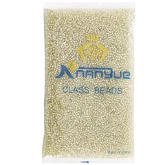 
          Бисер Alingar размер №8 вес 450 гр., прозрачный кристалл, внутри бежевый, пакет