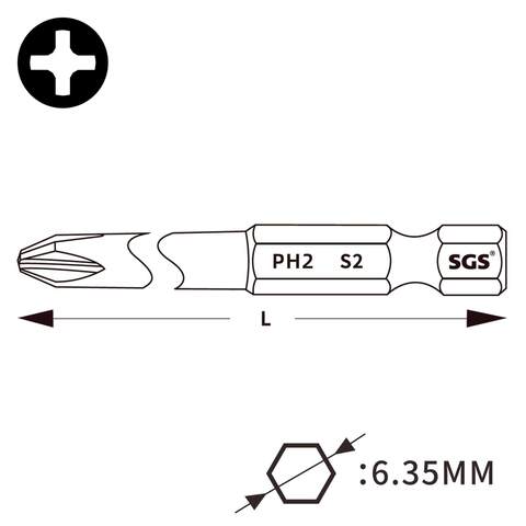 Бита PH2 х70мм S2 1шт SGS 6370-6.0-PH2