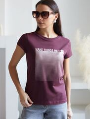 Нарядная футболка с блестящим принтом фольгой  D49.135 (131393)