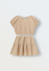 3144-221 Комплект топ и юбка-шорты из муслина (молочный)