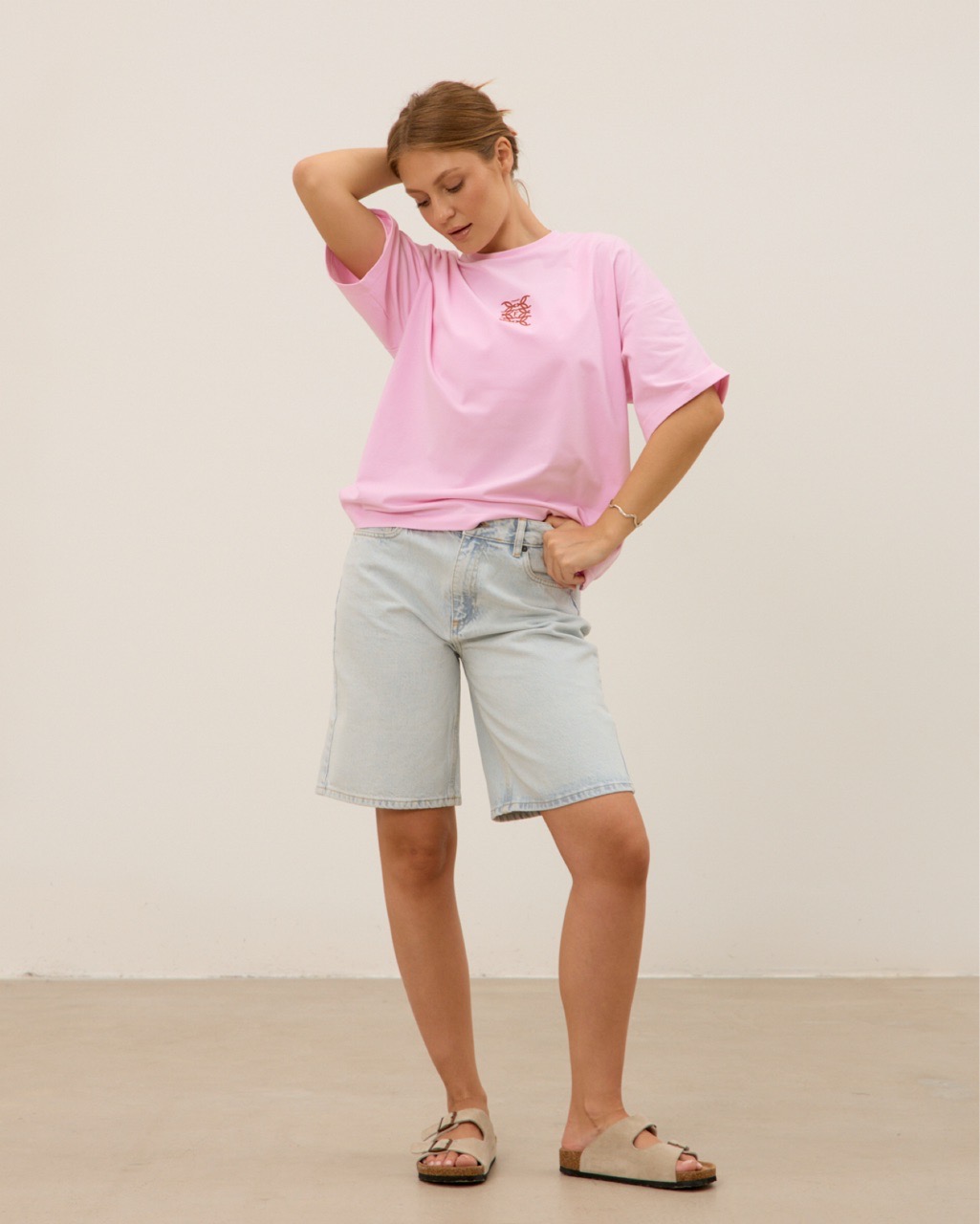 Футболка 03, с узором, розовая