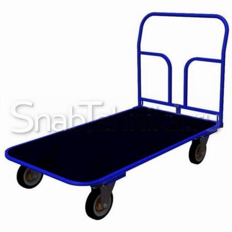 Тележка платформенная с резиновым покрытием и складной ручкой (зацеп) ТПРСР 4 МЗ (600х1200) 200-Ч
