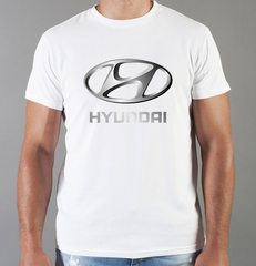 Футболка с принтом Хендай (Hyundai) белая 005