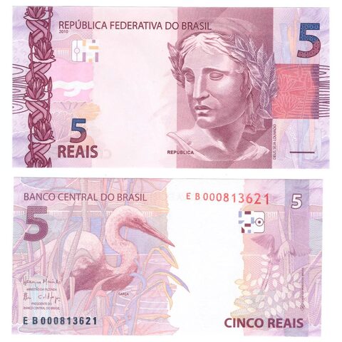 Банкнота Бразилия 5 реалов 2010 EB000813621