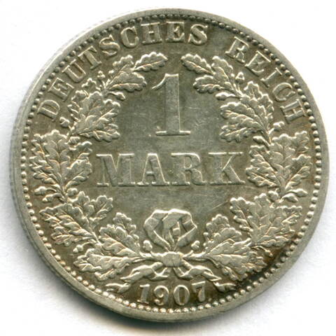 1 марка 1907 (A). Германия. Серебро XF