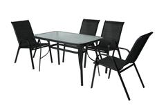 Набор мебели Сан-Ремо арт.SC-092KD, SC-090 черный, (4 кресла кор.2+стол 120х70см, каркас черный, сиденья черные) "Garden story"