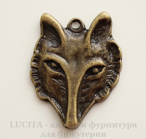 Подвеска "Лиса" (цвет - античная бронза) 33х25 мм