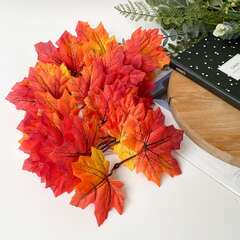 Листья клёна искусственные, осенние, красно-желтые, двойные, 20 веточек (40 листочков).