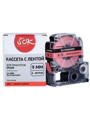 Кассета с лентой S'OK by Sakura Printing C53S653001 (LK-3RBP) для Epson  LW400, LW700, LW600P, LW1000P, K400, Z700, Z800, черный на красном, 8мм, 8м, пастельная
