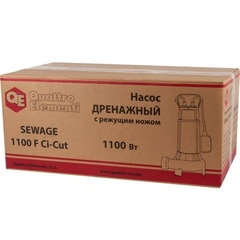 Насос фекальный QUATTRO ELEMENTI Sewage 1100F Ci-Cut (1100 Вт, 20000 л/ч, грязевой, 13 м, 21 кг, чугун, с НОЖОМ) ПРОФ