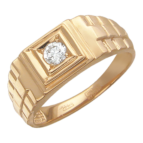 Перстень с бриллиантом  из красного золота JA-T-610788
