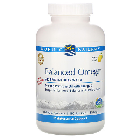 Nordic Naturals, Balanced Omega, со вкусом лимона, 830 мг, 180 мягких желатиновых капсул