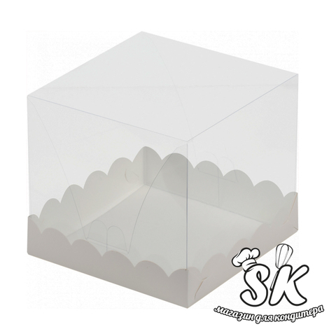 Коробка с прозрачным куполом 15х15х14 см белая